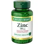 Nature's Bounty Zinc 50mg, Immune Support, 250 Caplets Dietary Supplement