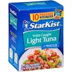 Starkist Tuna in Water, Light, Value Pack - 10 pack, 2.6 oz pouches