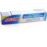 Secure Waterproof Denture Adhesive - Zinc Free - Extra Strong Hold for