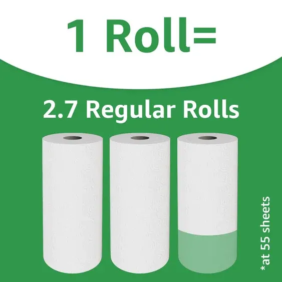 Amazon Basics 2-Ply Flex-Sheets Paper Towels, 2 Basics Rolls = 5 Regular Rolls, Everyday Value with 150 Sheets per Roll