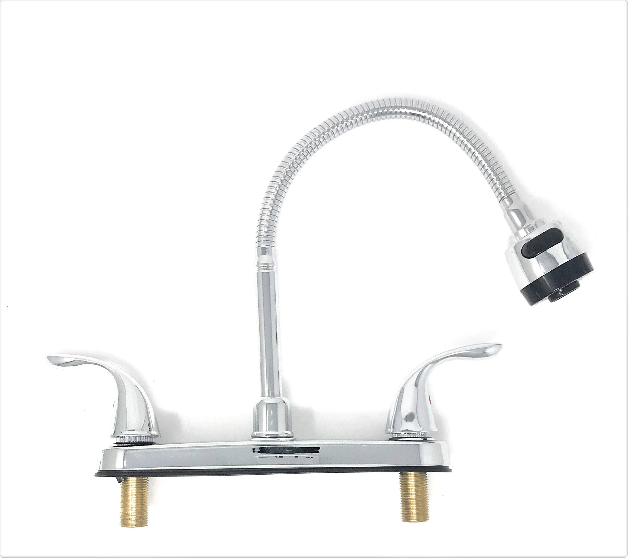 8&#034; Faucet Kitchen Sink Tall High Arc Flexible Spout Brass Polished Chrome