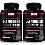 Force Factor L-Arginine, 2-Pack, Nitric Oxide Supplement with Bioperine to Help Build Muscle & Support Stronger Blood Flow, Circulation, Nutrient Del