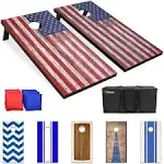 GoSports Classic Cornhole Regulation Size Outdoor Backyard Game, American Flag