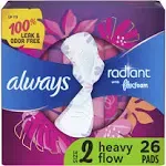 Always Radiant Flexfoam Pads Size 2, Heavy with Wings 26 ct