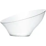 PLASTICPRO Disposable Angled Plastic Bowls Round Large Serving Bowl, Elegant for Party's, Snack, or Salad Bowl, Clear Pack of 4