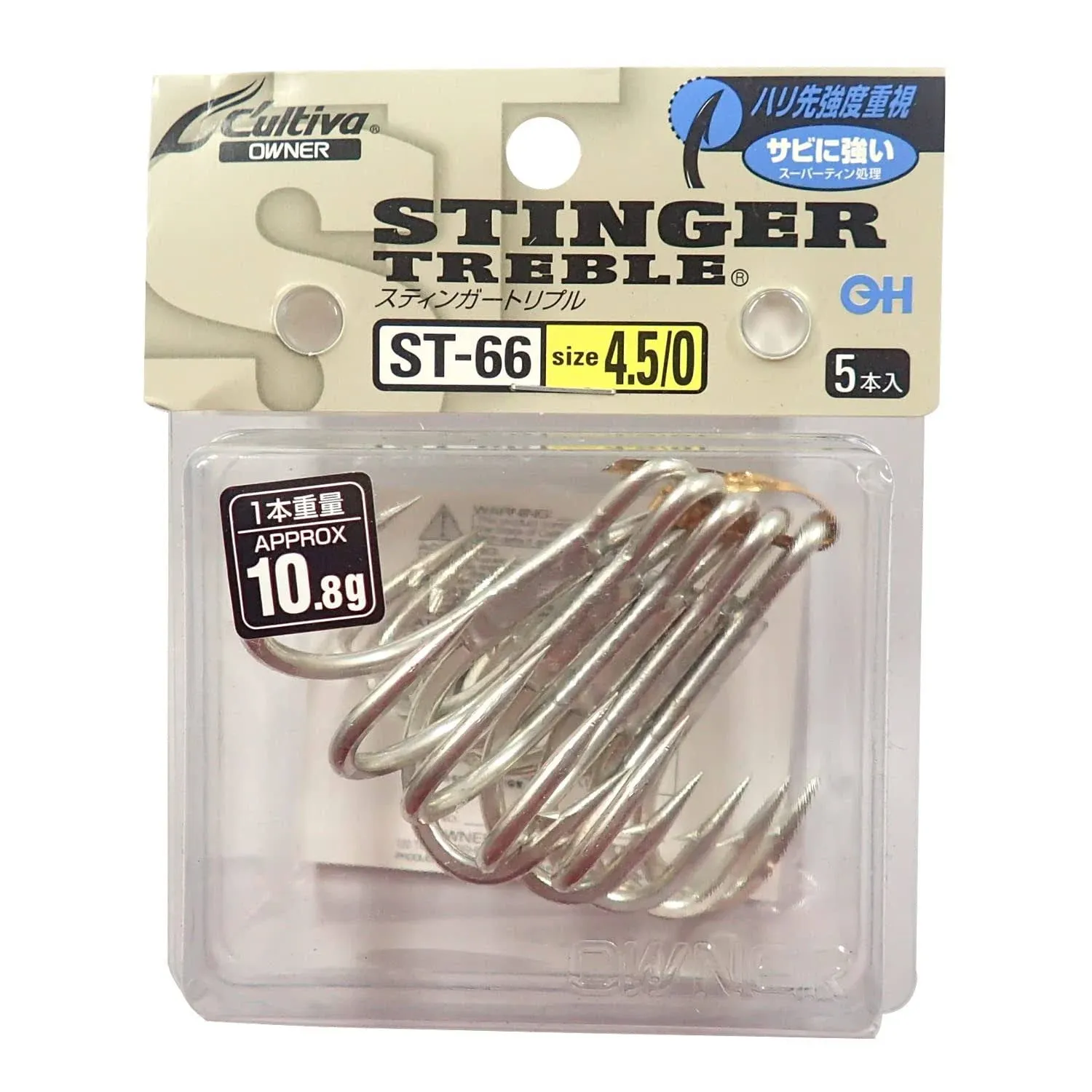 Owner Cartiva ST-66 Stinger Triple Hook, 4.5/0