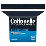 Cottonelle Fresh Care Flushable Cleansing Cloths, 5 x 7.25, White, 168/Pack