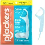 Plackers Twin-Line Dental Flossers, Cool Mint - 75 dental flossers