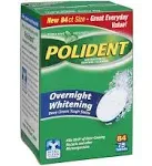 Polident Overnight Whitening Antibacterial Denture Cleanser Tablets - 84 ct