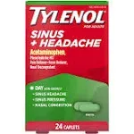 Tylenol Sinus + Headache Daytime, 24 Caplets