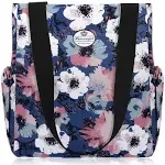 HUA ANGEL Floral Tote Bag - Casual Shoulder Bag Daily Tote Bag with Zipper Gym Travel Shopping Work Handbag for Women