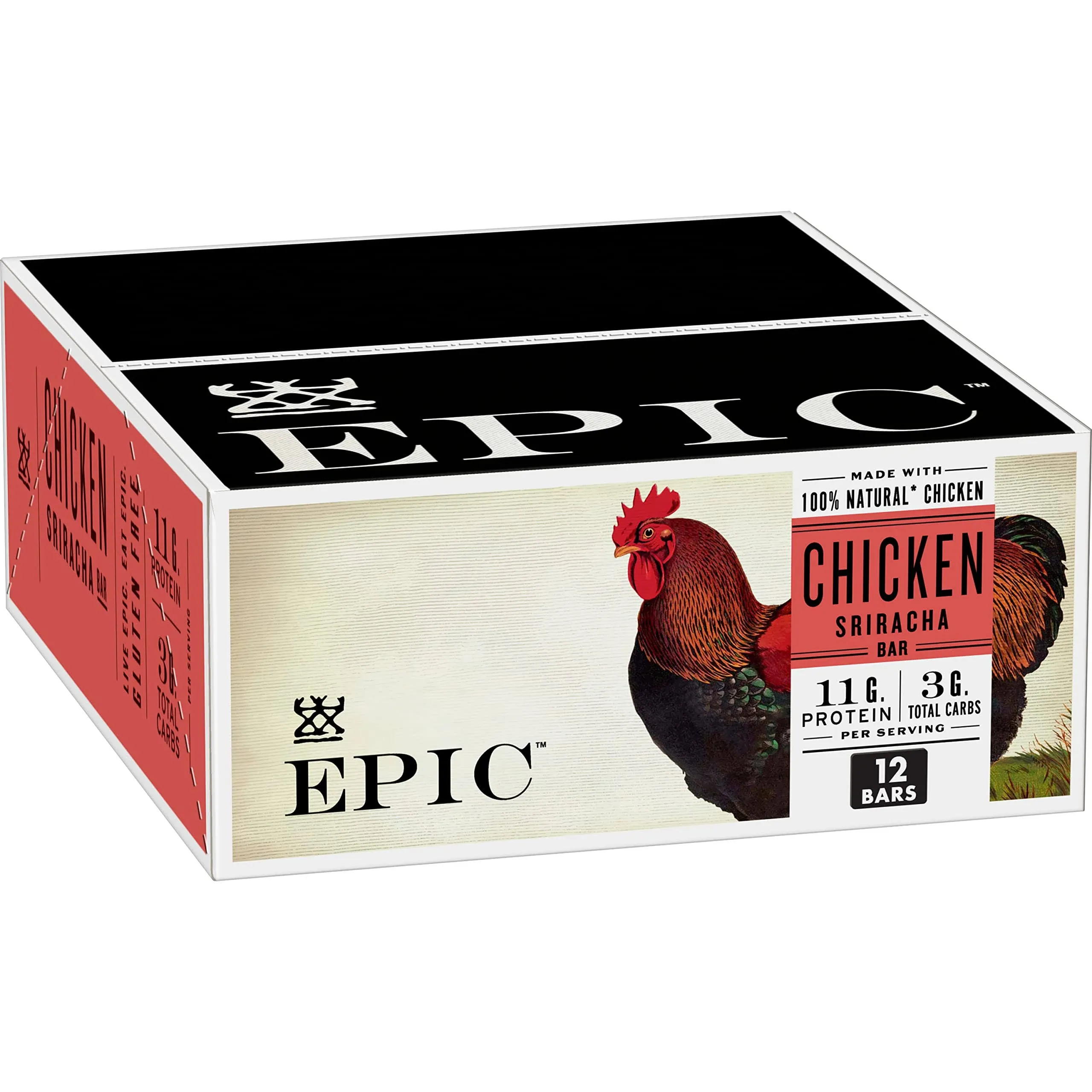 Epic Bars, Chicken Sriracha - 12 pack, 1.3 oz bars