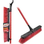 Unbranded Multi-Surface Push Broom 24" Red & Black Ideal for Indoor and Outdoor Cleaning