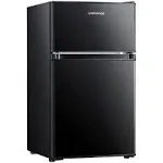 Upstreman 3.1 Cu.Ft Mini Fridge with Freezer, Double Door Mini Fridge,Black