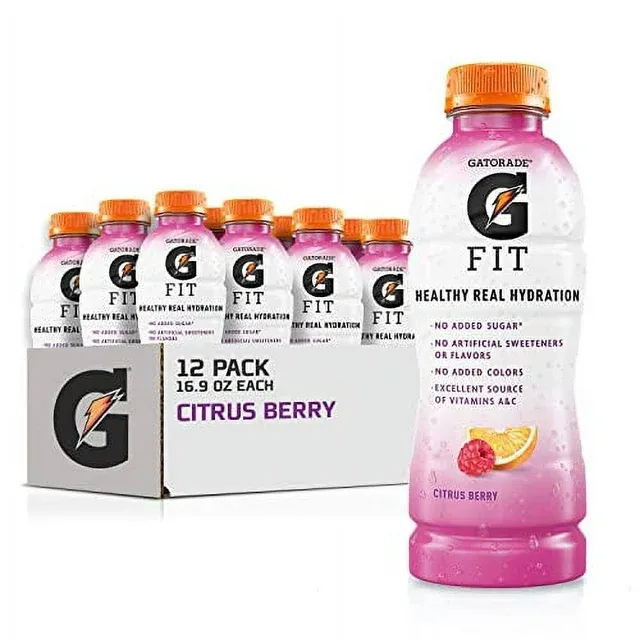 Gatorade Fit Electrolyte Beverage, Healthy Real Hydration, Watermelon Strawberry, 16.9.oz Bottles (12 Pack)