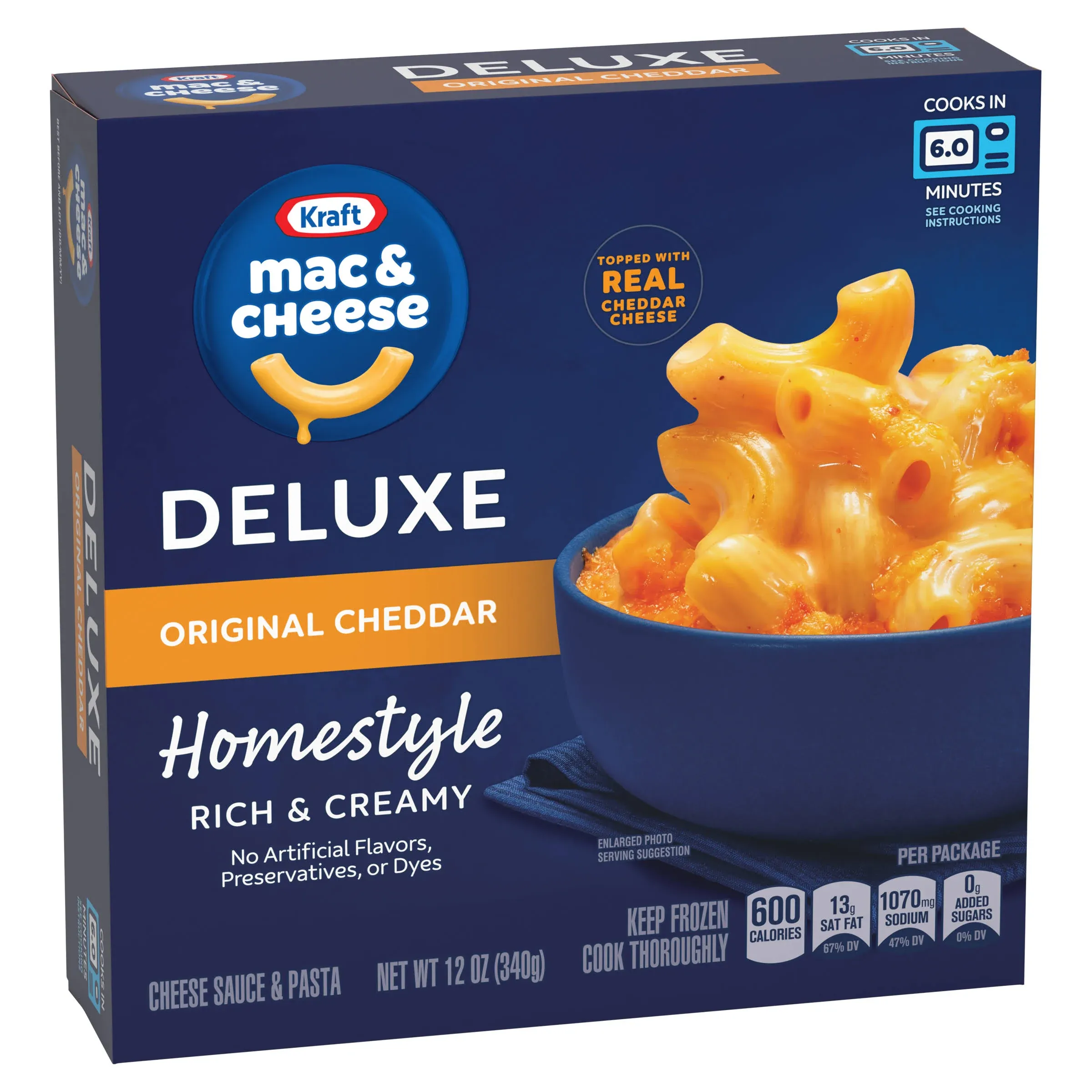 Kraft Deluxe Original Cheddar Homestyle Mac & Cheese Frozen Meal 12 oz