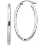 Oval Hoop Earrings in 14k White Gold