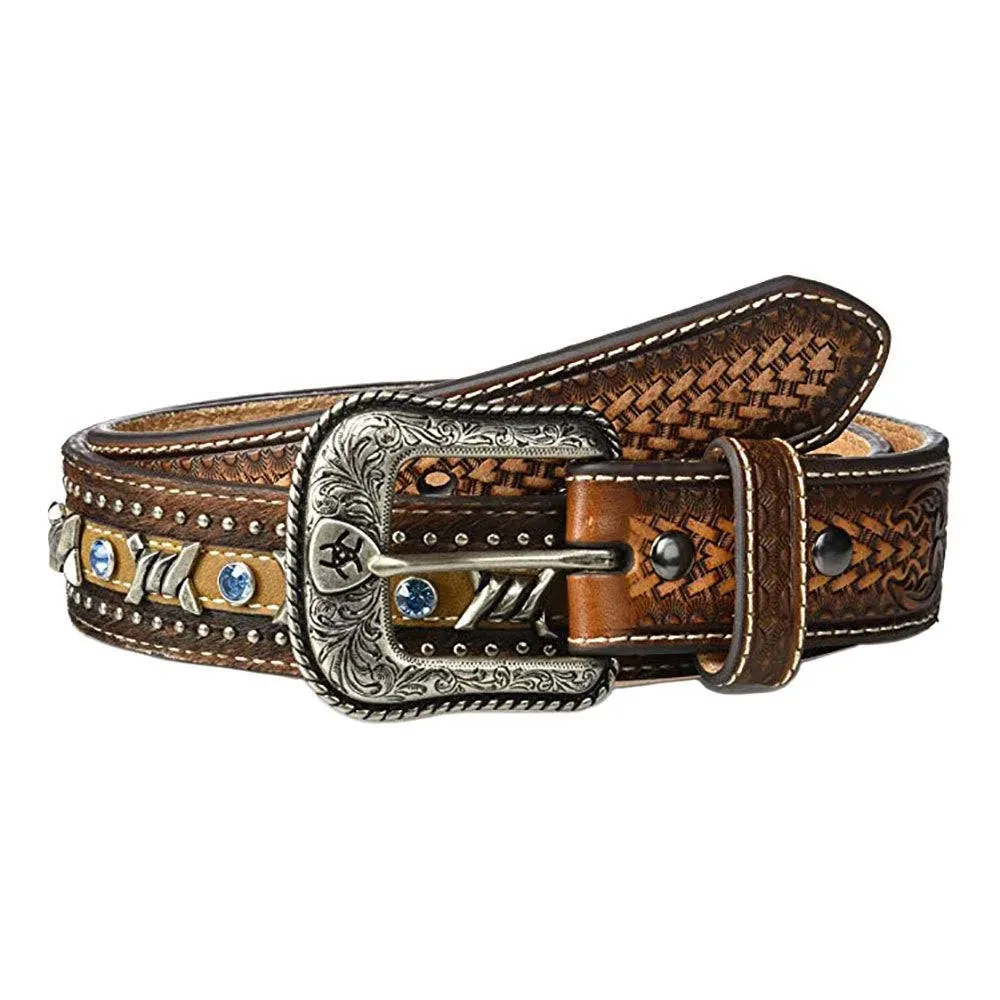 Ariat Men's Rhinestone Hair Barbwire Lacing Belt