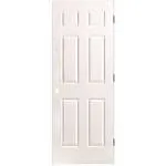 Masonite 32 in. x 80 in. 6 Panel Right-Handed Primed Composite Hollow Core Single Prehung Interior Door 4-9/16 in. Flat Jamb 17910