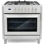 Cosmo Commercial 36" 3.8 Cu. ft. Single Oven Dual Fuel Range with Convection Oven in Stainless Steel, F965