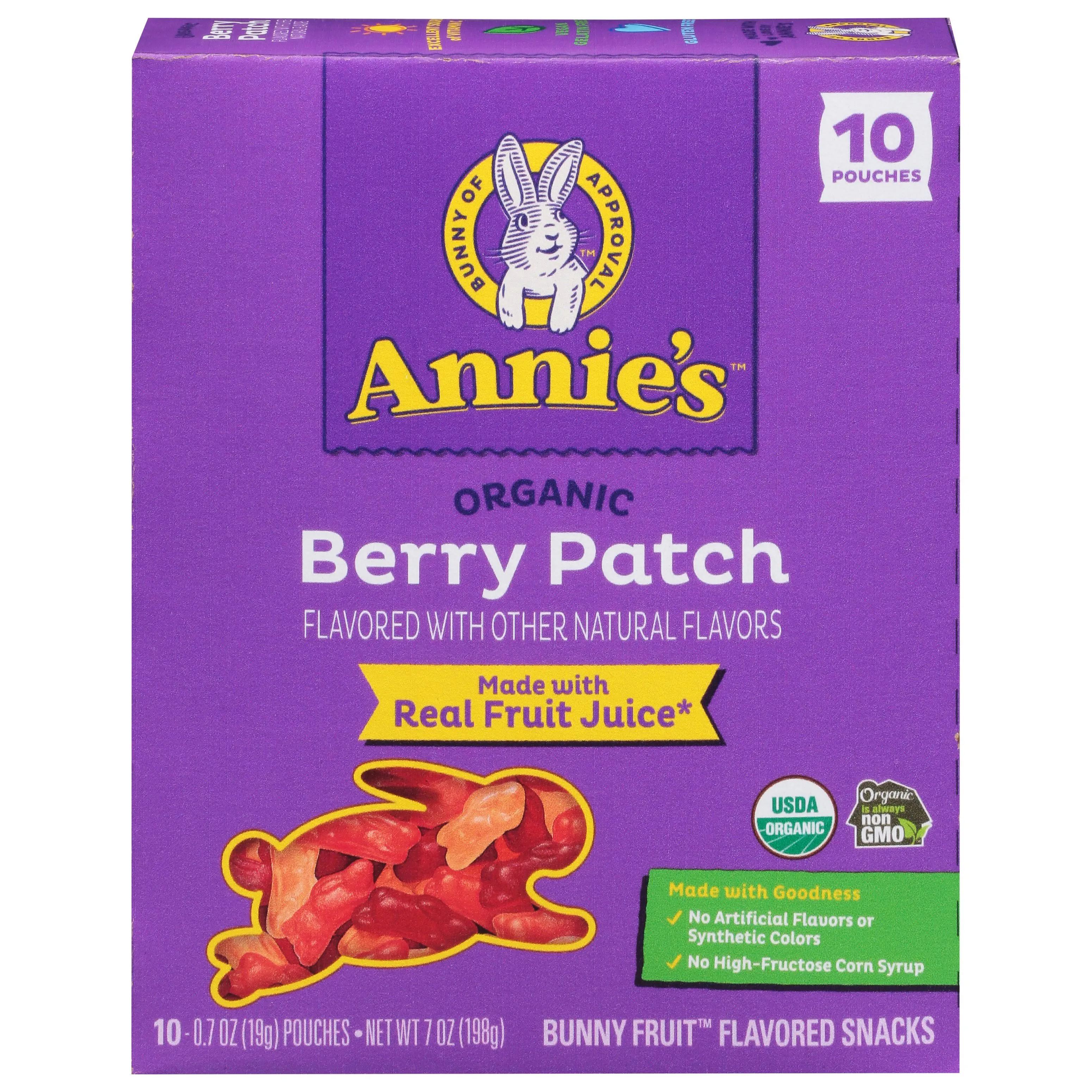 Annie's Organic Berry Patch Bunny Fruit Snacks, 10 Pouches