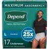 Depend Fresh Protection Incontinence Underwear for Men, Adult Diapers, L, 17 Count