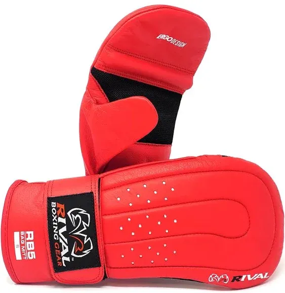 Rival Boxing RB5 Hook and Loop Leather Training Bag Mitts - Small - Black