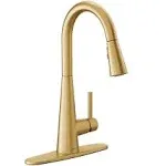 Brushed Gold... 7664BG Sleek One-Handle High Arc Pulldown Modern Bar Faucet