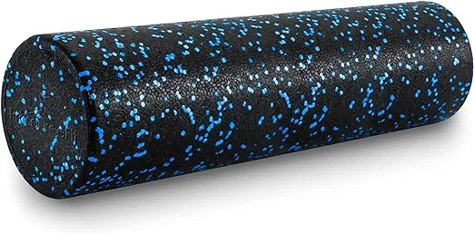 ProsourceFit High Density Foam Rollers 24 - inches long, Firm Full Body Athletic Massage Tool for Back Stretching, Yoga, Pilates, Post Workout Muscle Recuperation, Black/Blue