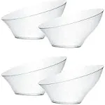 PLASTICPRO Disposable Angled Plastic Bowls Round Small Serving Bowl, Elegant for Party's, Snack, or Salad Bowl, Clear Pack of 8