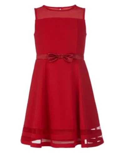 Shop Calvin Klein Illusion Mesh Dress In 600 Cherry