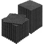 Happybuy Tiles Interlocking 50 PCS Black, Drainage Tiles 12x12x0.5 Inches, Deck Tiles Outdoor Floor Tiles, Outdoor Interlocking Tiles, Deck Flooring