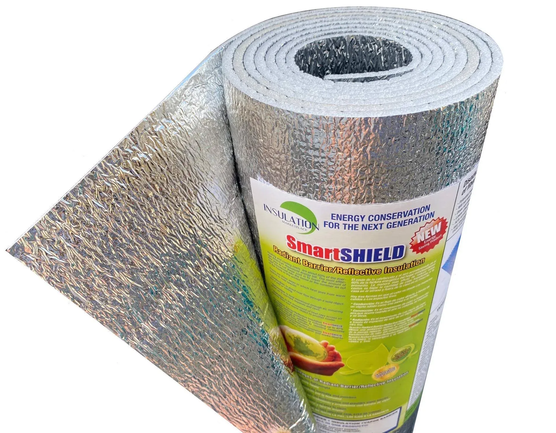 Insulation Marketplace SmartShield -3mm 48inx10ft ReflectiveINSULATION Roll, Foam Core Radiant Barrier, ThermalINSULATION Shield - Engineered Foil