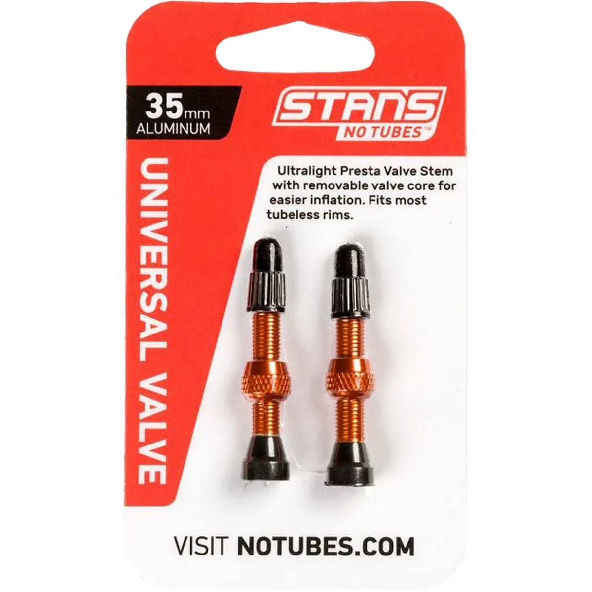 Stan's NoTubes Alloy Tubeless Valve Stem - Pair Orange, 35mm