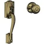 Schlage FE285CAM609GEO Camelot Lower Handleset with Georgian Knob Antique Brass