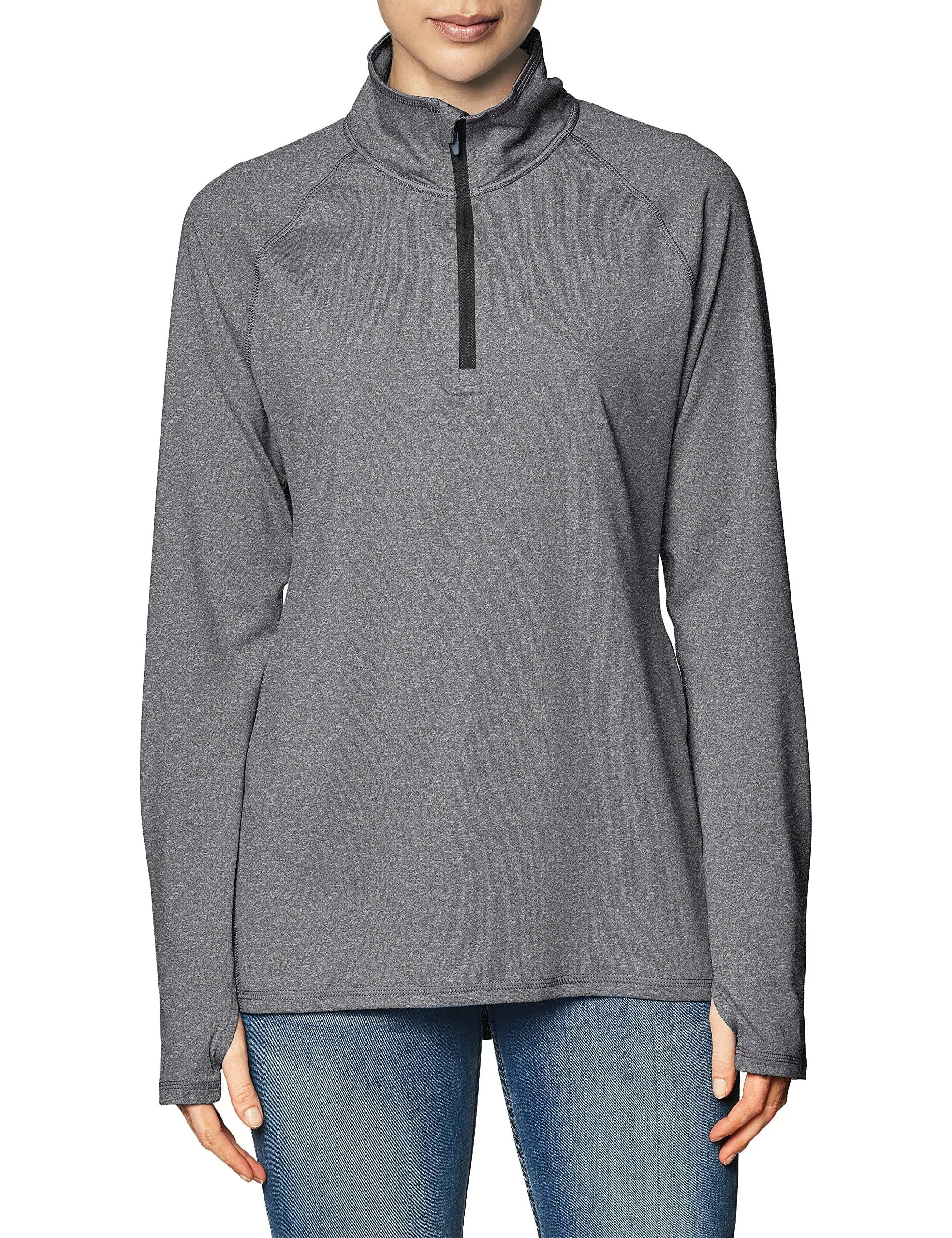 Hanes Sport Women's Performance Fleece Quarter Zip Sweatshirt Black Heather XL