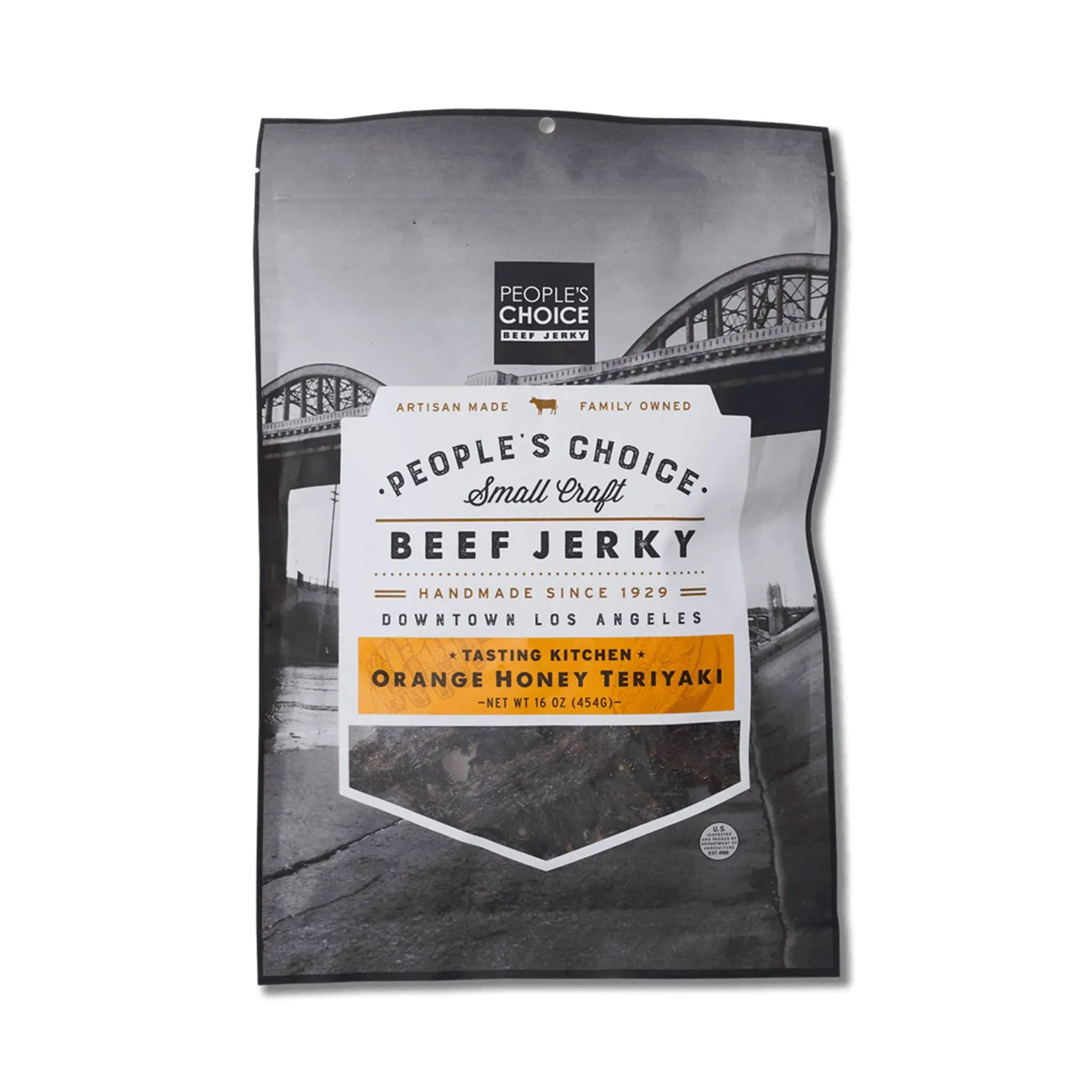 People's Choice Beef Jerky - Tasting Kitchen - Orange Honey Teriyaki - Camping Food, Backpacking Snacks, Road Trip Snacks - High Protein Low Sodium Healthy Snacks - 1 Pound, 16 oz - 1 Bag