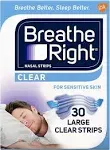 Breathe Right Original Clear Nasal Strips, Nasal Congestion Relief due to Colds & Allergies, Large, Clear for Sensitive Skin, Drug-Free, 30 count