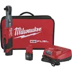 Milwaukee M12 FUEL 12V Lithium-Ion Brushless 3/8 in. Cordless Ratchet Kit with 2.0Ah Batteries