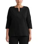 Lauren Ralph Lauren Black Plus Size Cotton Tunic