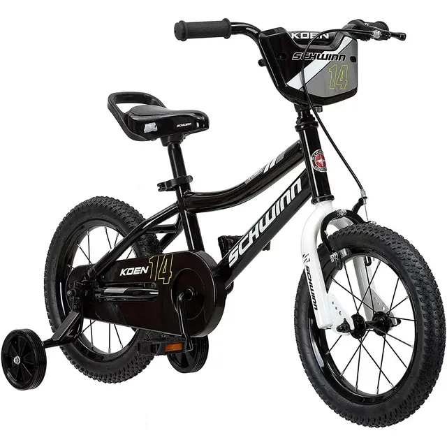 Schwinn Koen Boys Bike for Toddlers and Kids, 14 inch Wheels for Ages 2 Years and Up, Black, Training Wheels, Adjustable Seat