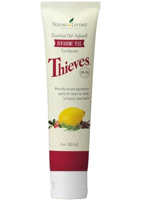 Young Living Thieves Dentarome Plus Toothpaste - 4 oz" - Naturally Freshen Your Smile - Naturally derived ingredients such as gently cleansing baking soda and essential oil.