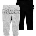 Carter's Cotton Pants (2 Pack) in Black/Grey Size 12 Months