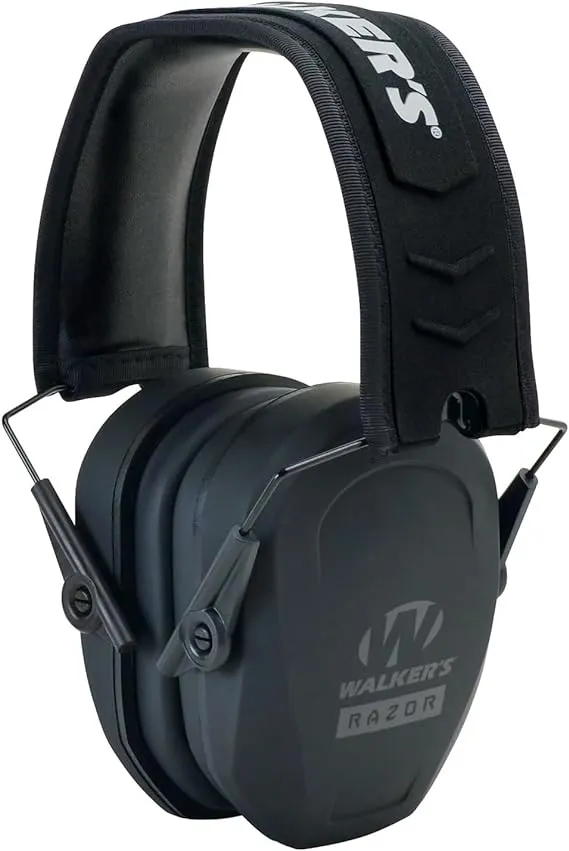 Walker's Razor Slim Passive Earmuff - Ultra Low-Profile Earcups - Black