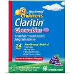 Children's Claritin Chewables 24 HR Children Allergy Medicine, Grape, 60 Count