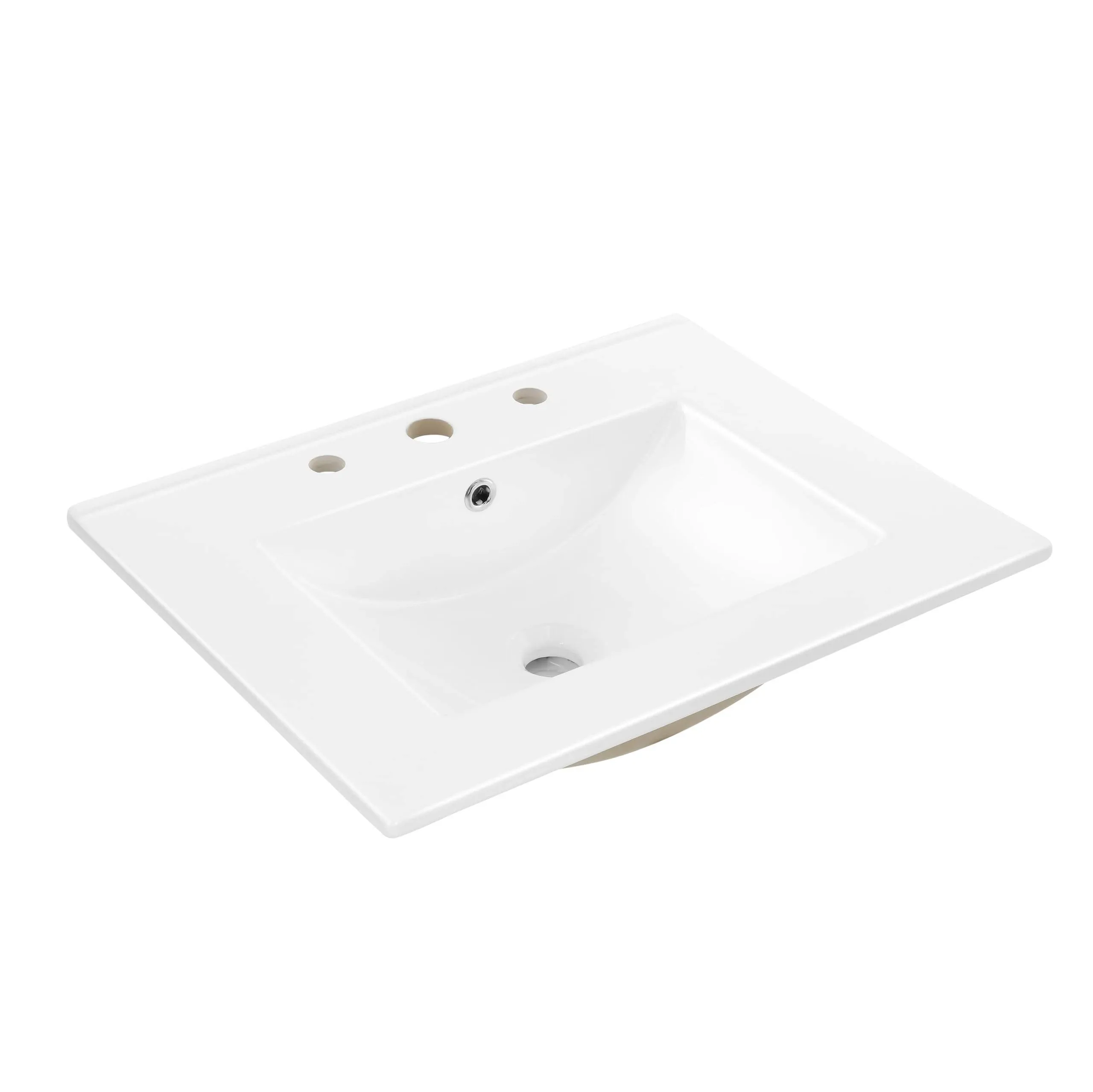 Jonathan Y Ancillary 3-Hole Classic Contemporary Rectangular Ceramic Single Sink Basin Vanity Top, White