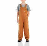 Carhartt Boys' 7 Brown Canvas Quilt Lined Bib Overall