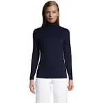 Lands' End Women's Tall Lightweight Jersey Skimming Long Sleeve Turtleneck - Large Tall - Radiant Navy