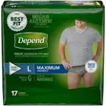 Underwear, Depend Max Absrb Men Lg (Units Per Pack: 17)