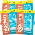 Twin-Line Dental Floss Picks, 75 Count (Pack of 4)